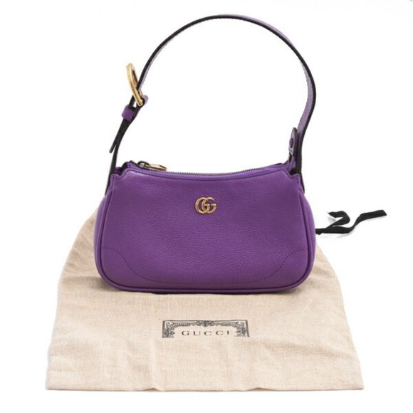 GUCCI Authentic Purple Leather GG Marmont Shoulder Bag - Picture 10 of 10